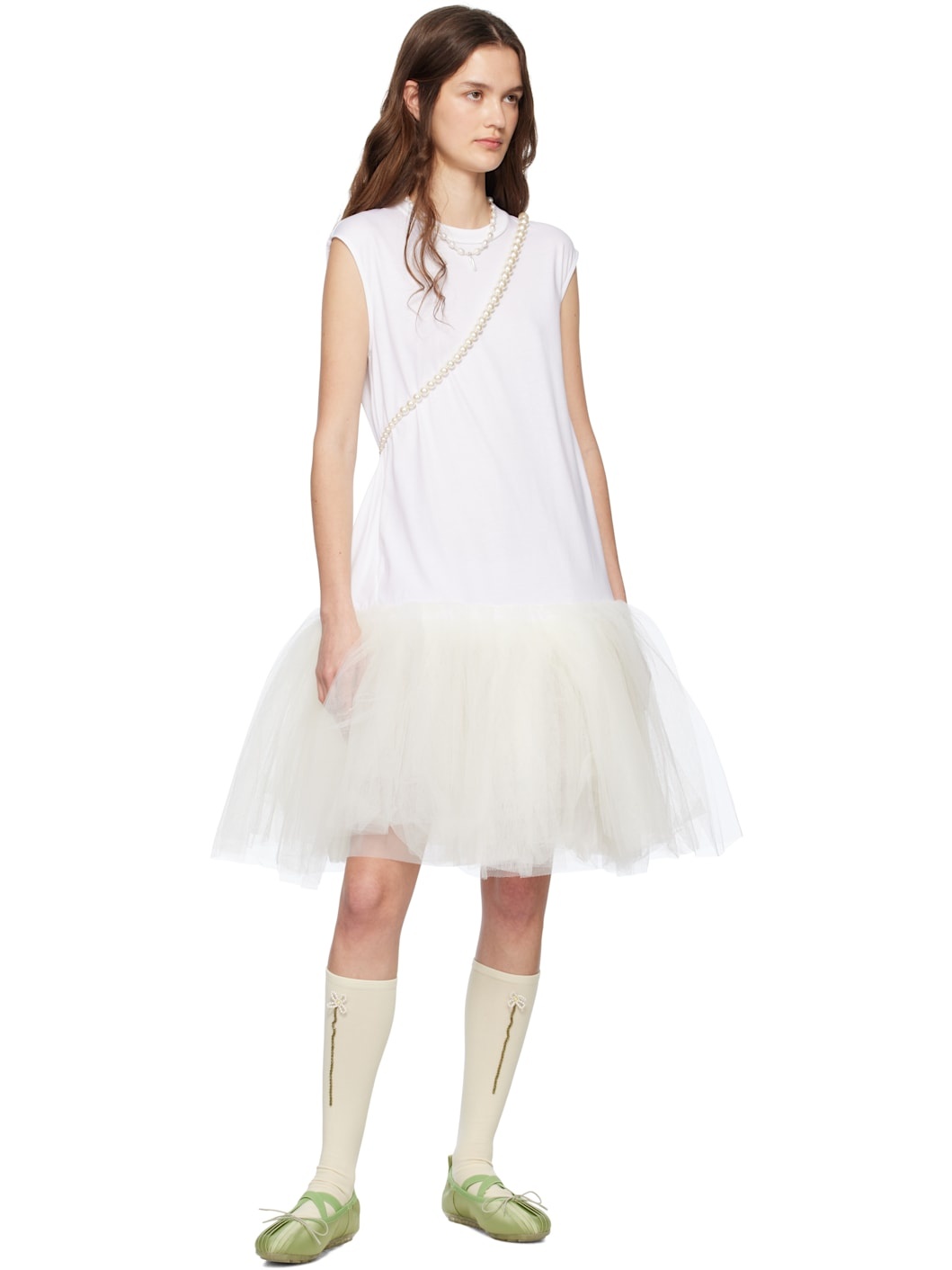 White Relaxed Ballet Tutu Midi Dress - 5