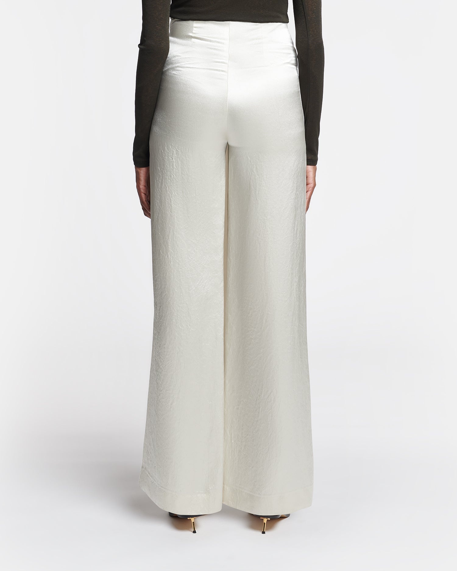Crinkled-Satin Straight-Leg Pants - 5
