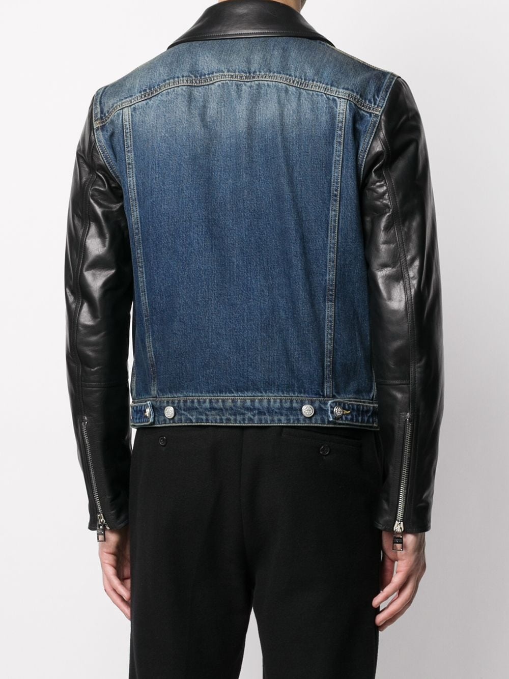 hybrid denim biker jacket - 4