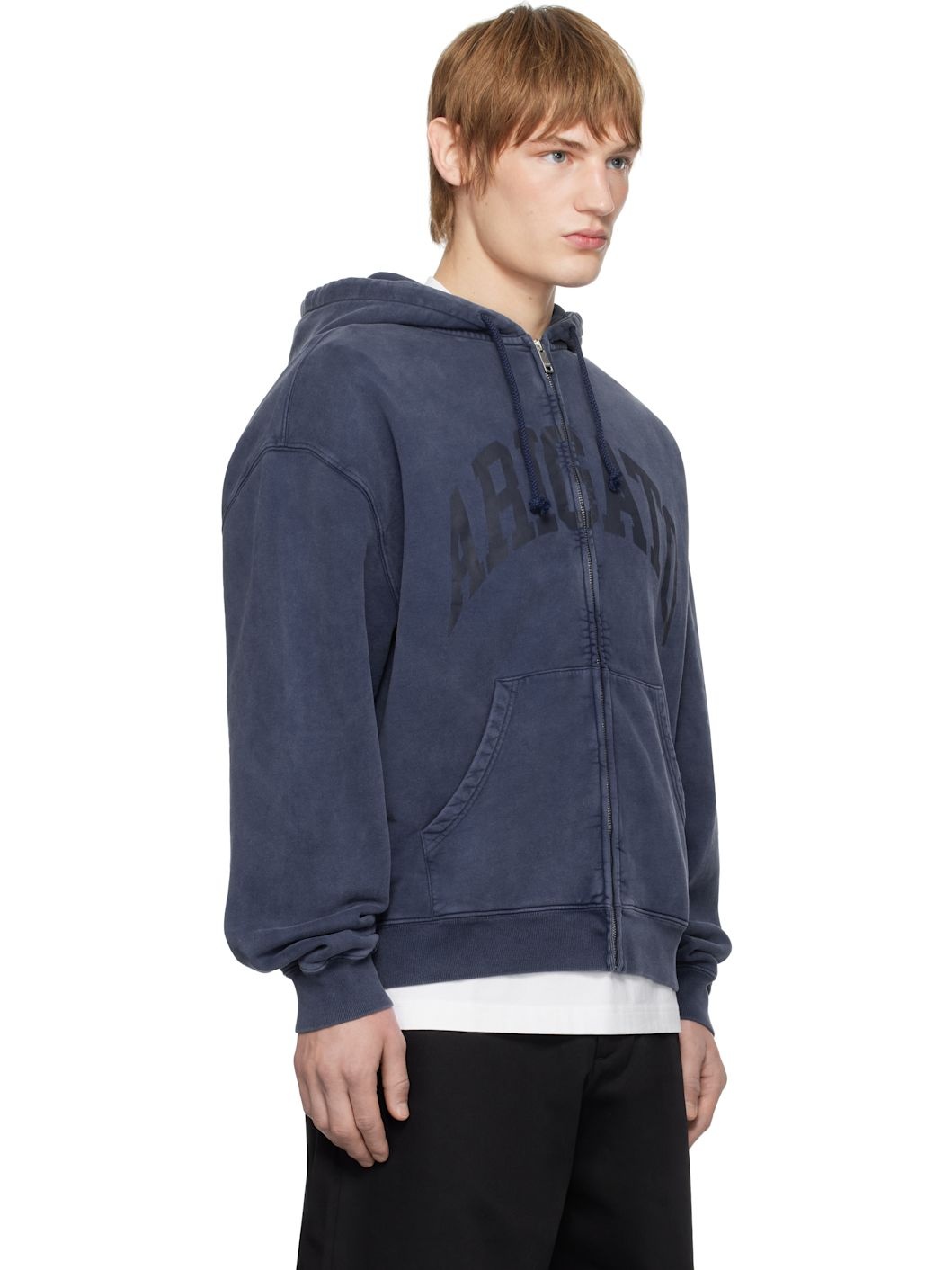 Navy Link Zip-Up Hoodie - 2