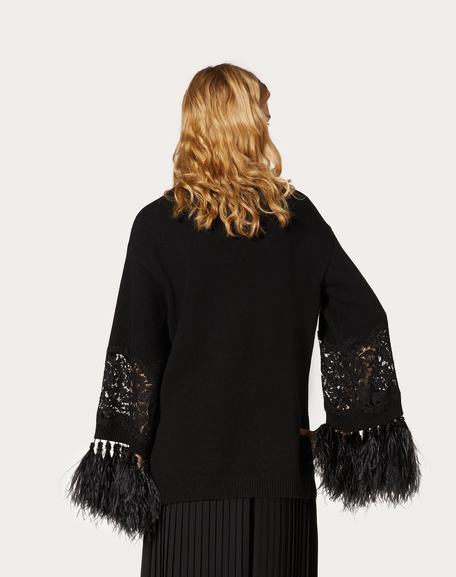 Wool Cashmere Sweater with Feathers - 4