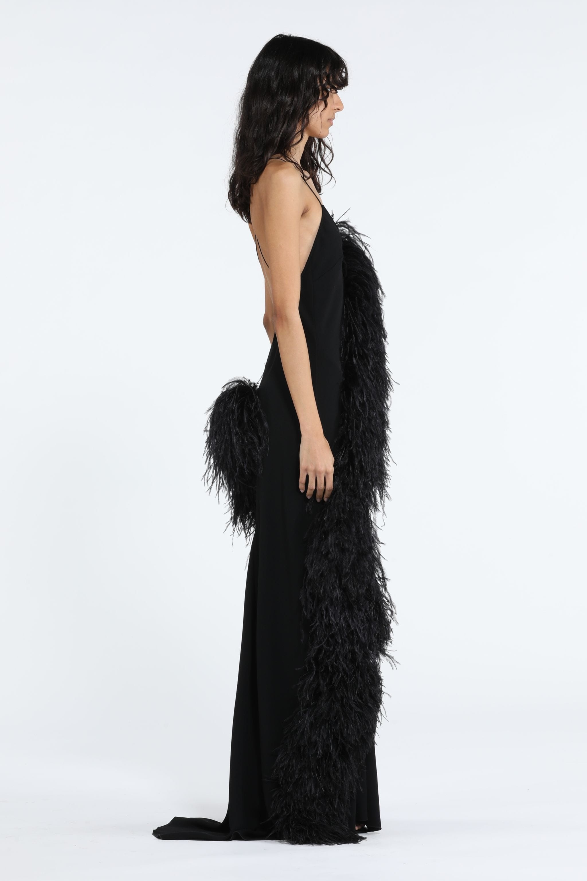 FEATHER-TRIM SLIP DRESS - 3