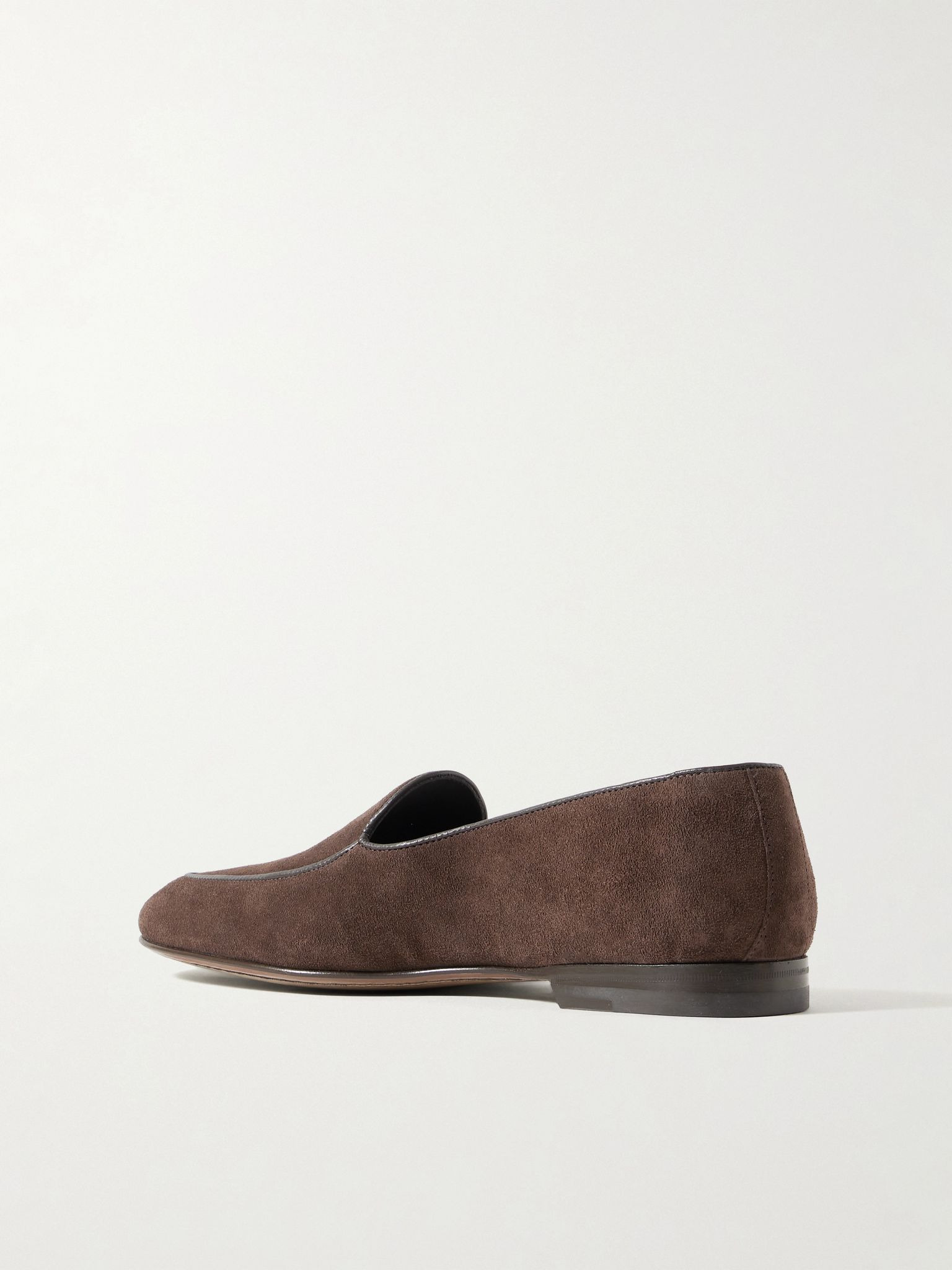 Modena Leather-Trimmed Suede Loafers Dark brown - 4