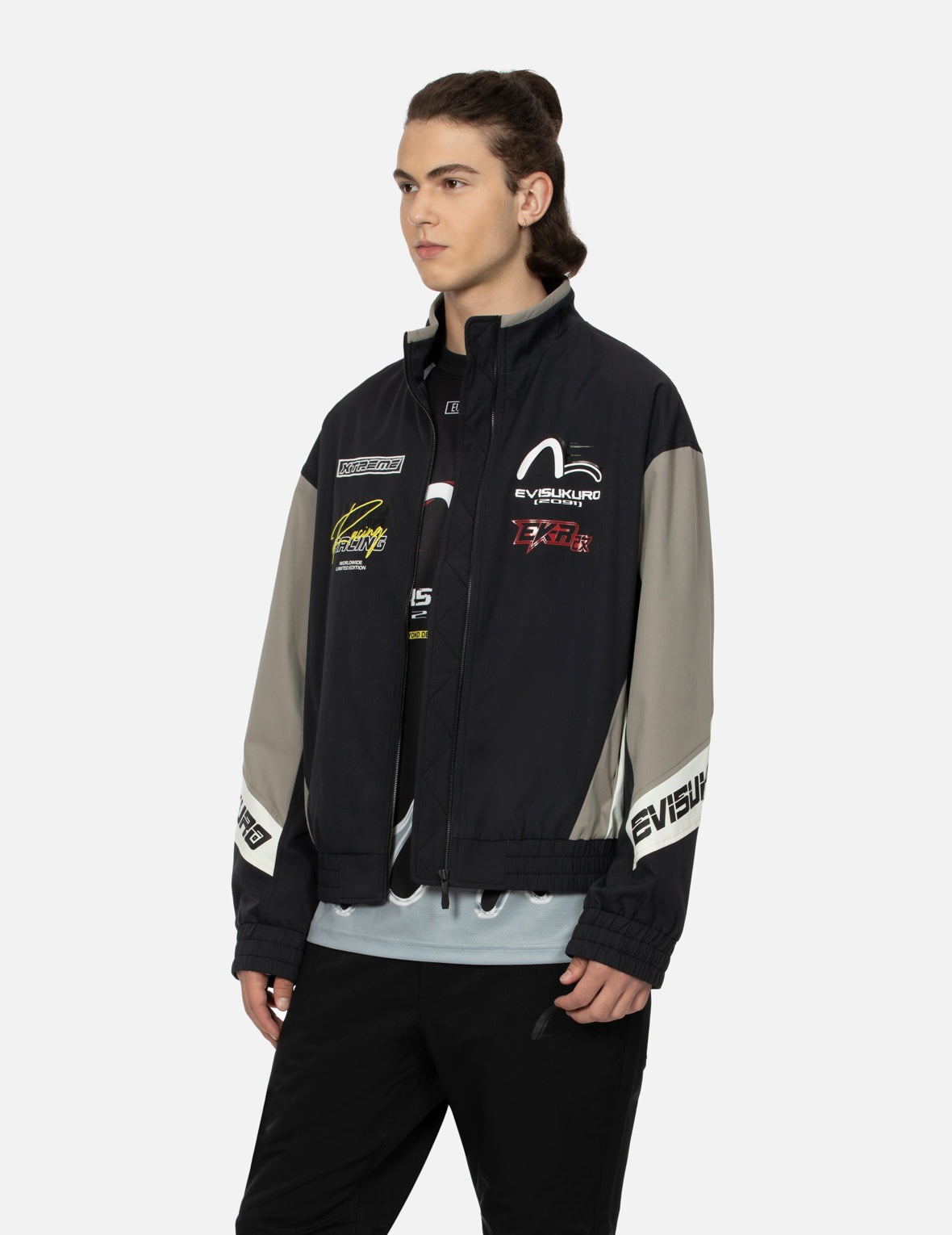 Multi-Logo Print Fashion Fit Racing Jacket - 7