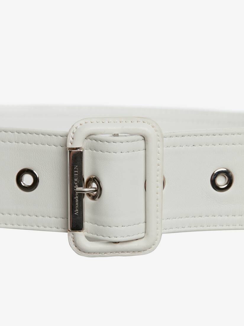 Long Trench Belt in White - 2