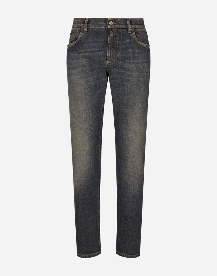 Regular-fit blue wash stretch jeans - 1