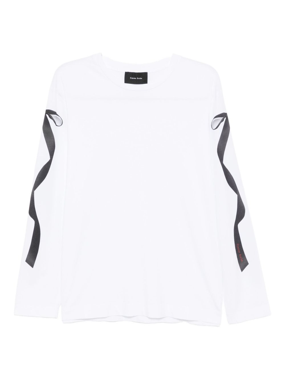 ribbon-printed T-shirt - 1
