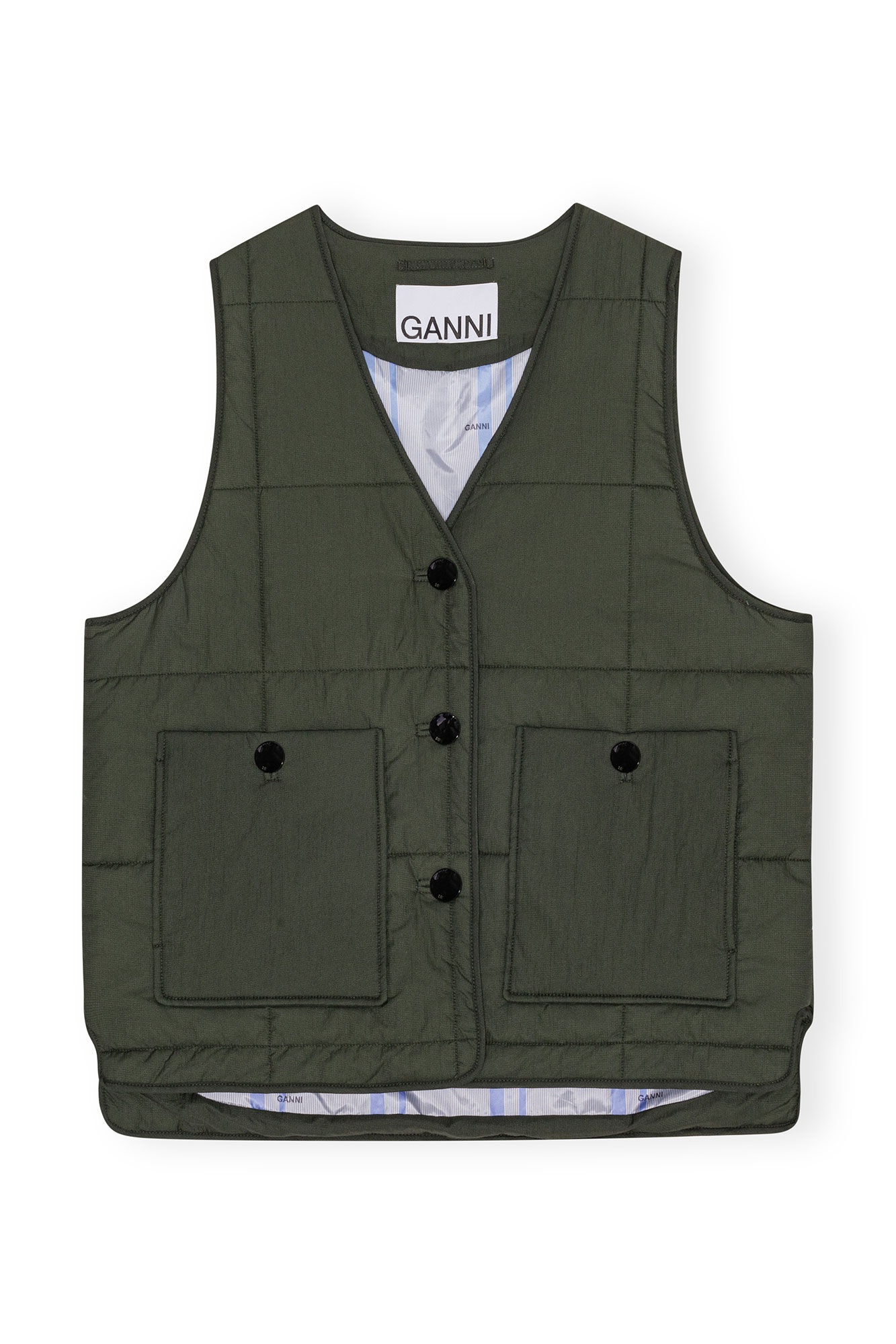 GREEN QUILT BOXY VEST - 6