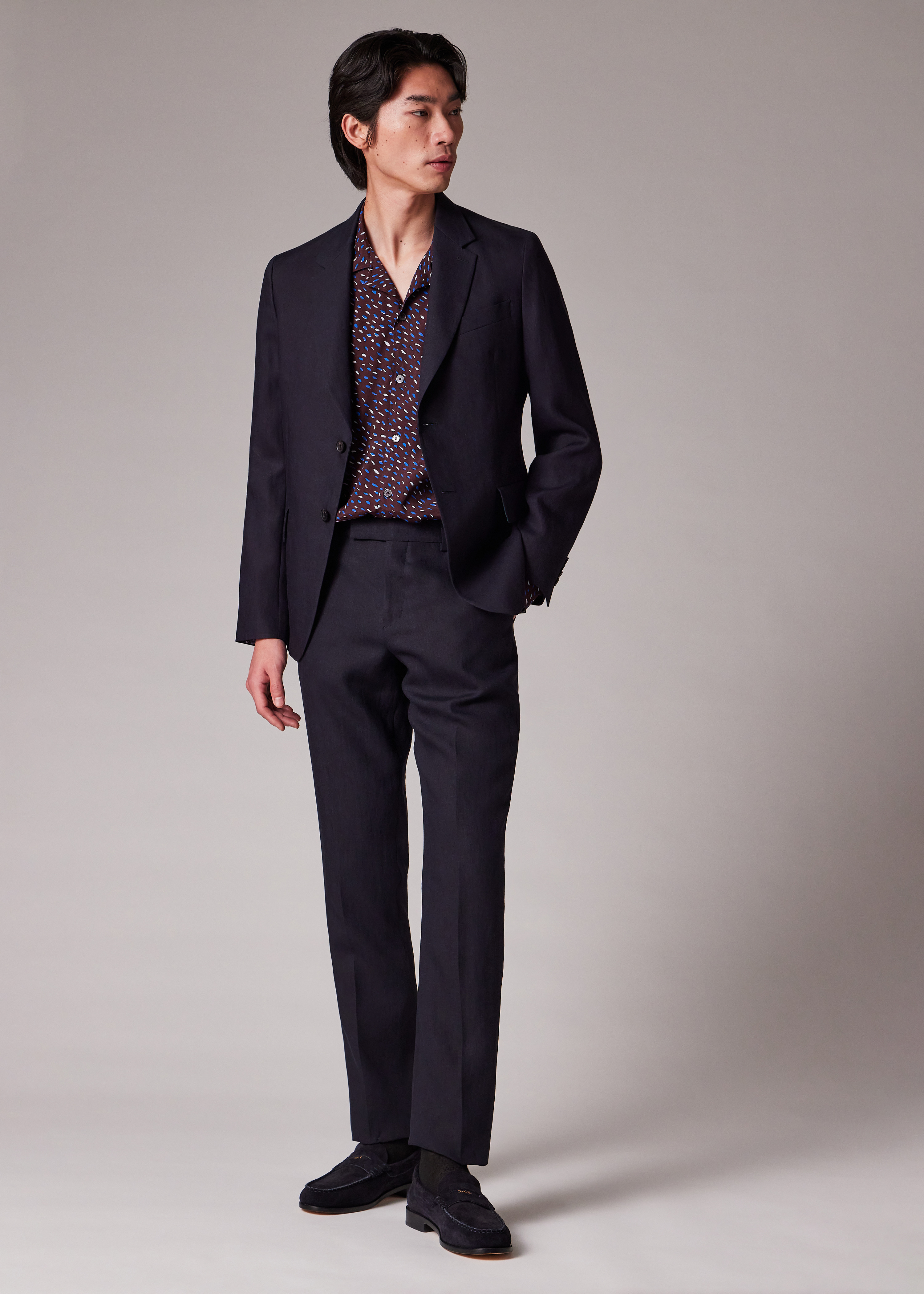 Tapered-Fit Dark Navy Linen Trousers - 4