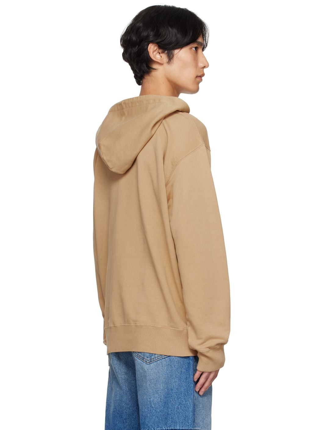 Tan Cotton Numeric Hoodie - 3