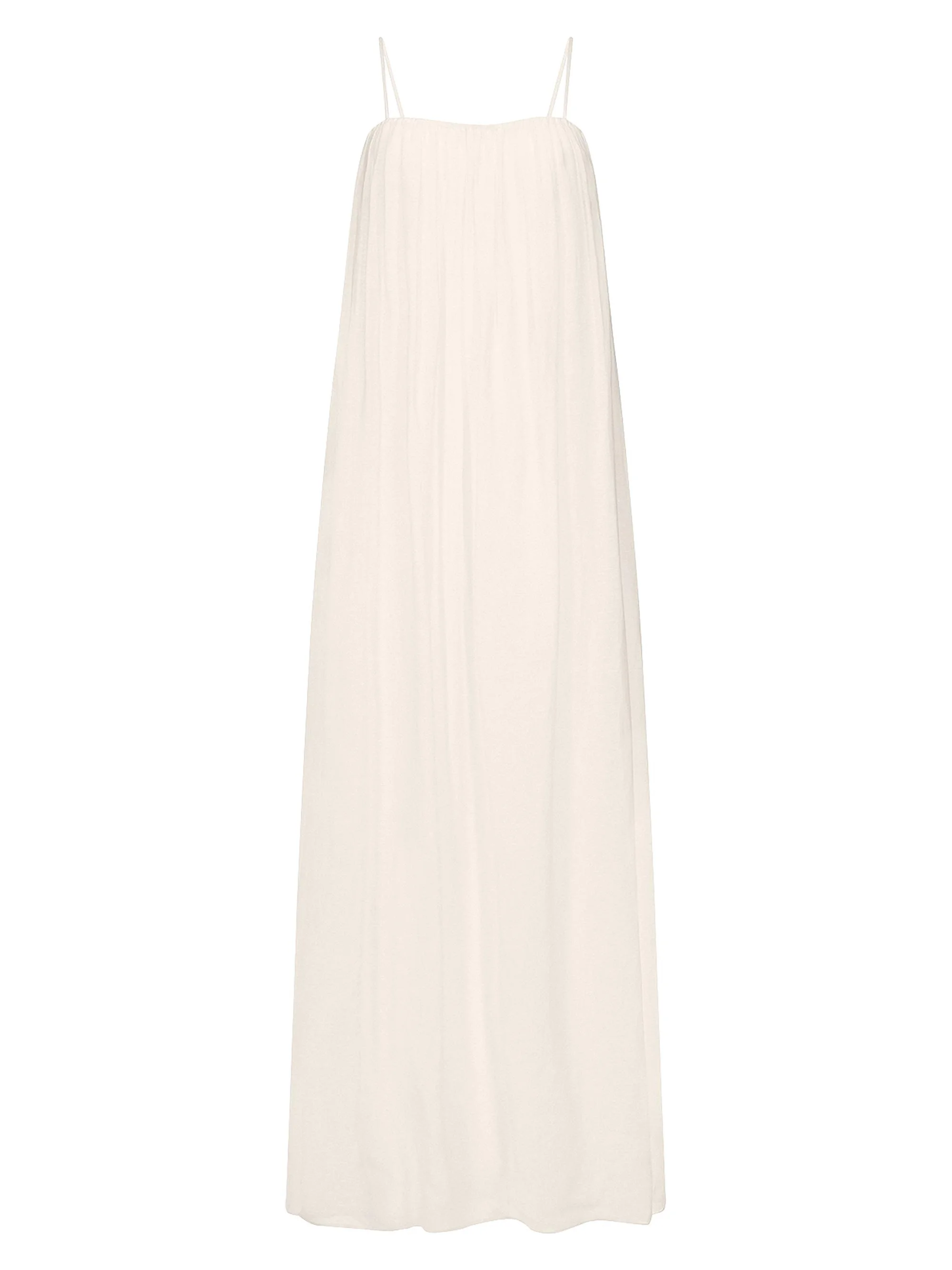 Women's Shirred Linen-Blend Maxi Dress - Ivory - 1