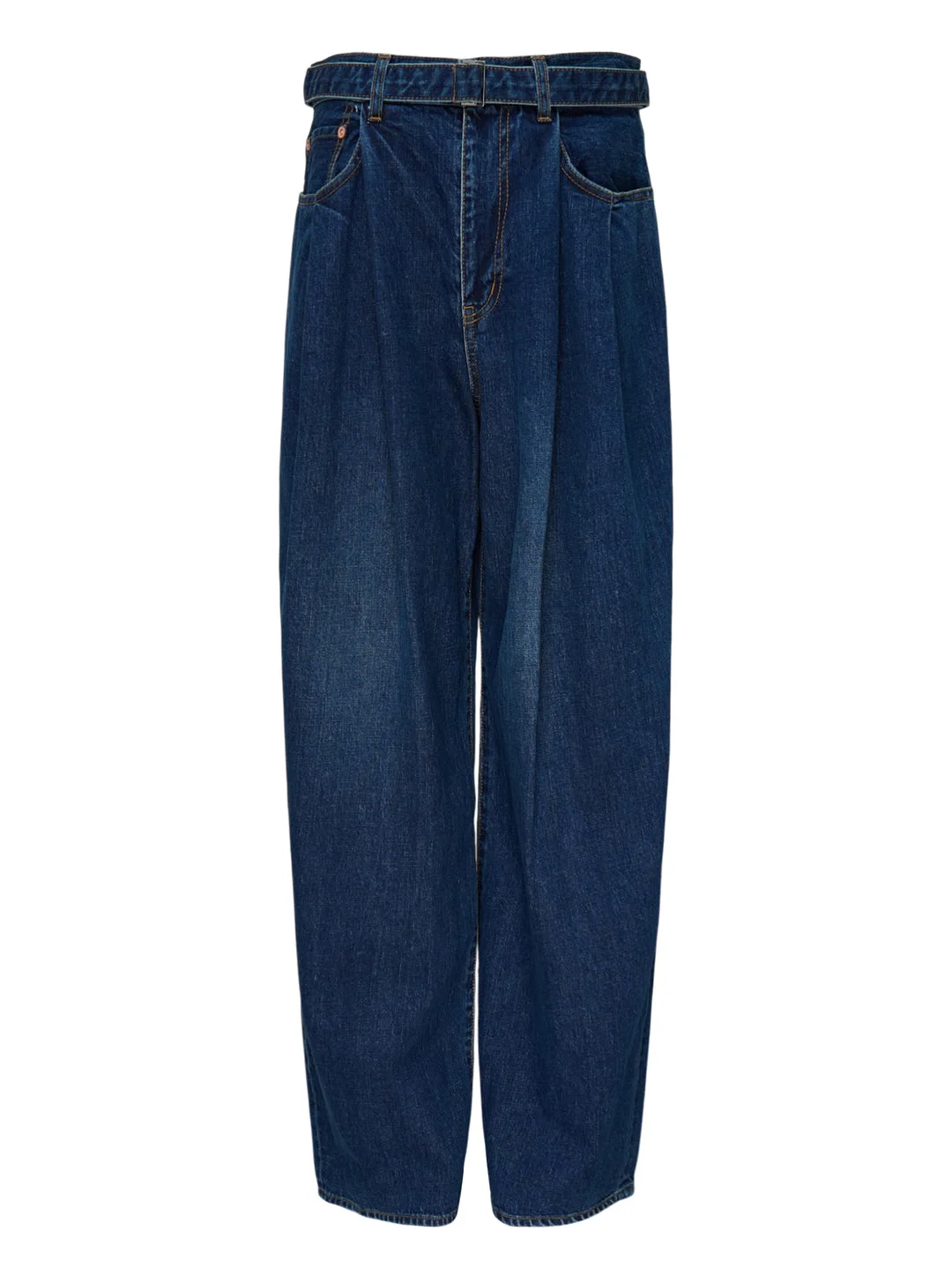 Belted Wide-Leg Denim Jeans - 1