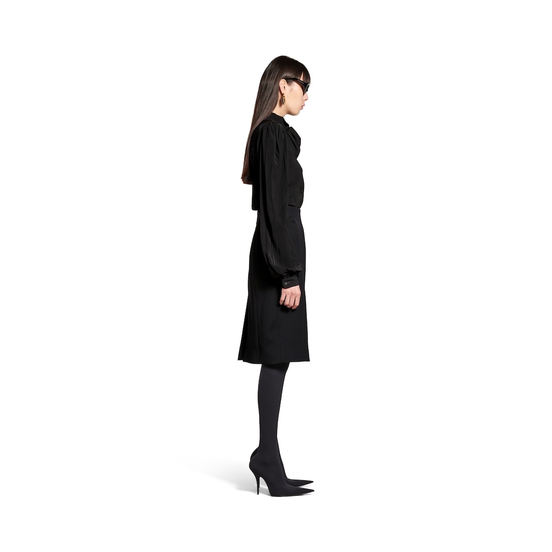 Women's Bow Blouse in Black - 3