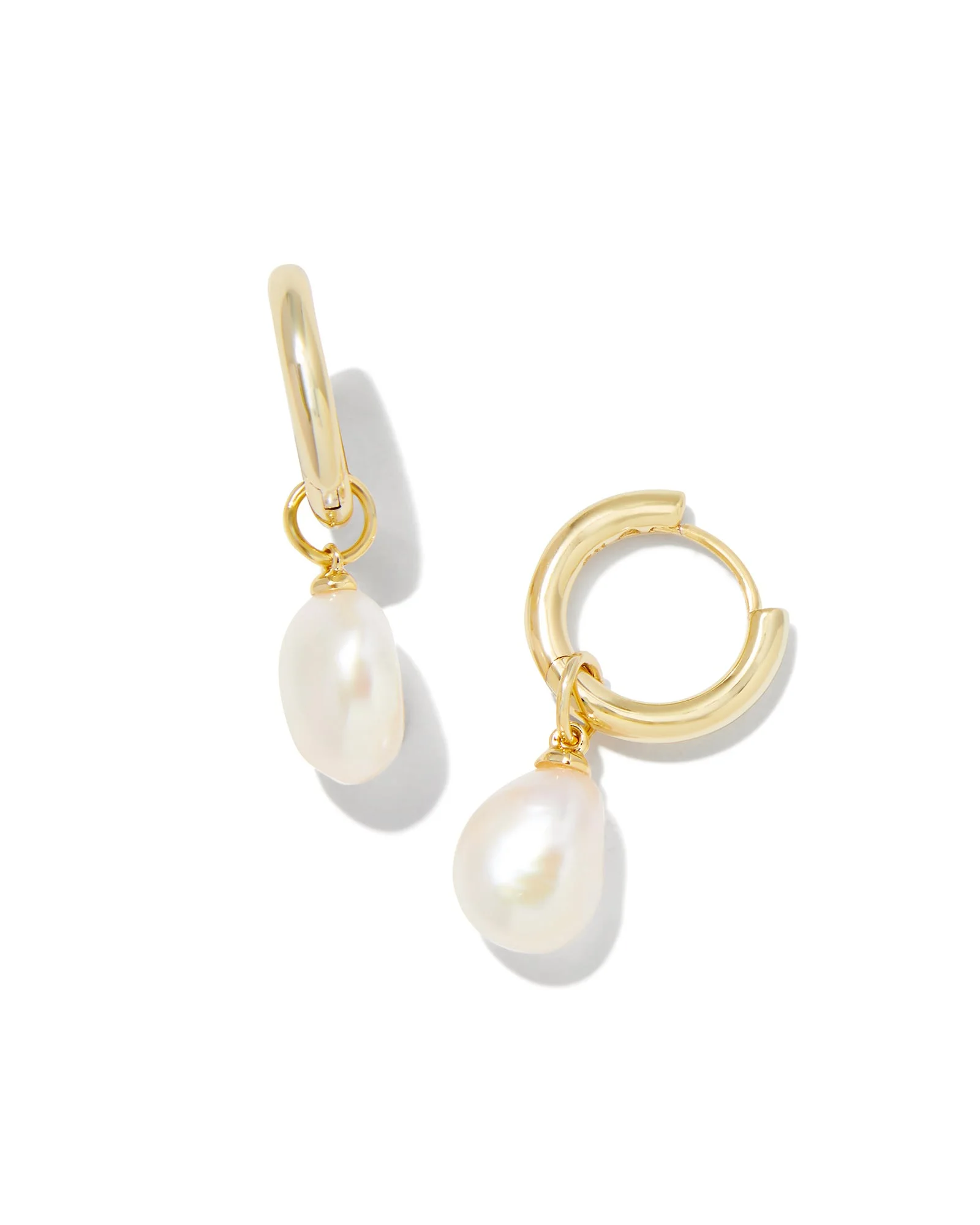 Willa Convertible Gold Pearl Huggie Earrings - 1