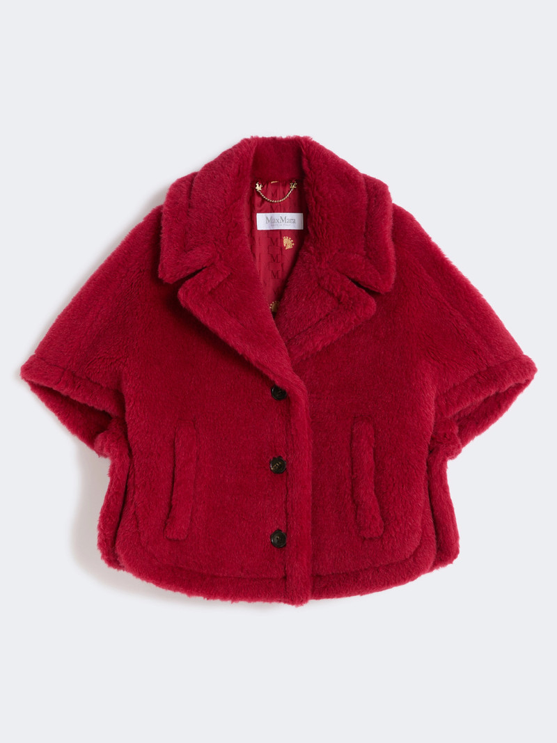 CORVINOLNY Alpaca and wool Teddy fabric cape - RED 1