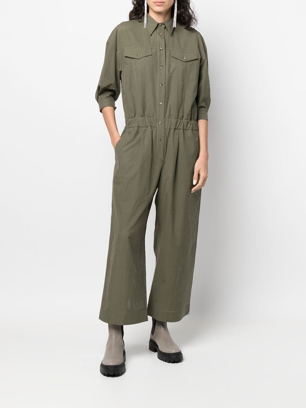 perforated straight-leg jumpsuit - 2