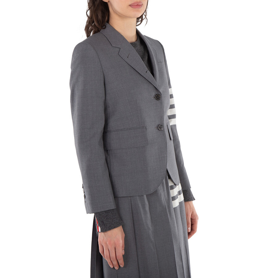 Thom Browne Ladies Med Grey 4-Bar Single-Breasted Blazer - 4