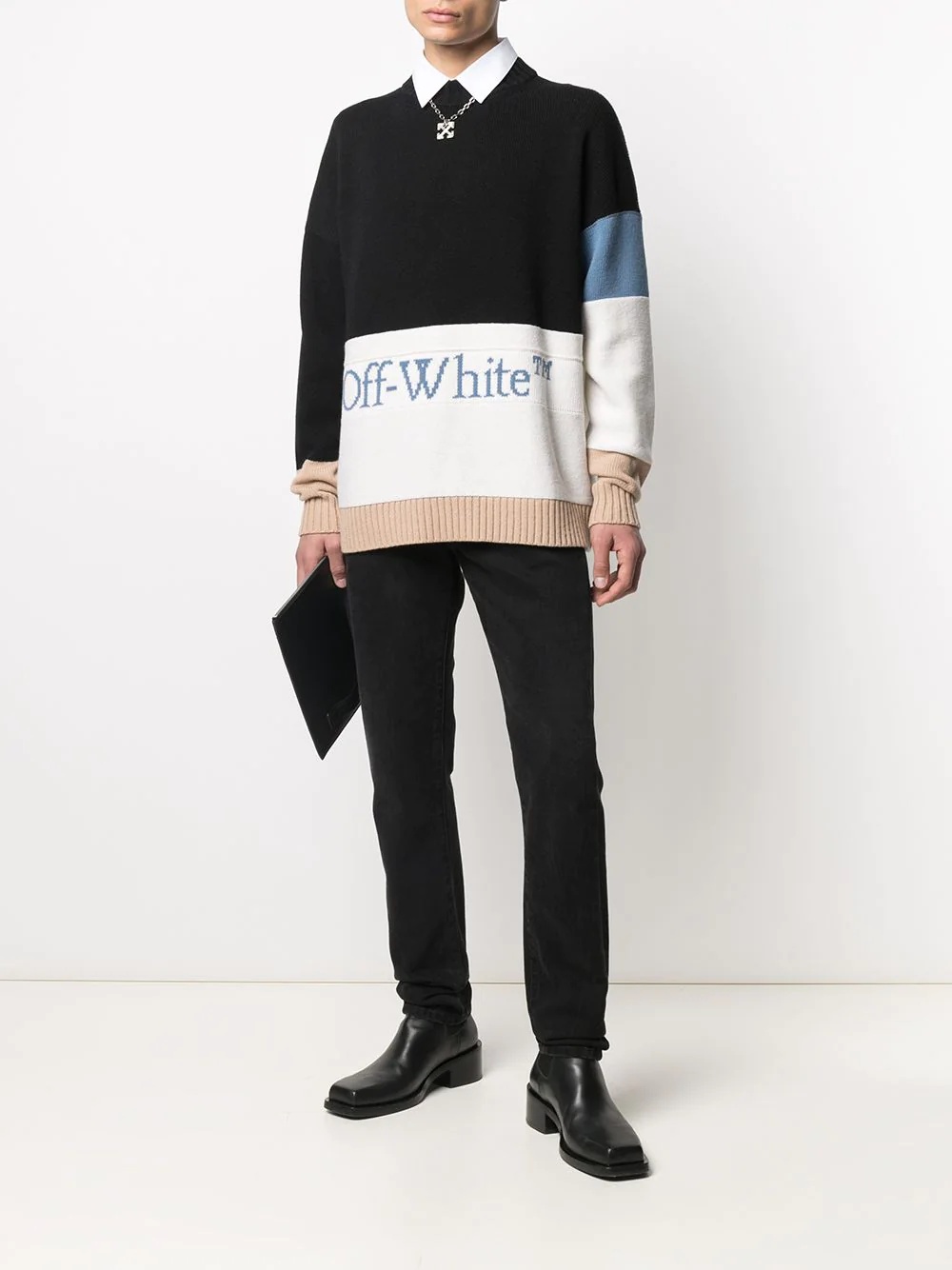 colour-block logo jumper - 2