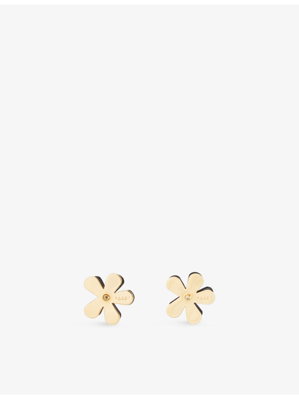 Flower Pop Black-Enamel and Brass Earrings - 4