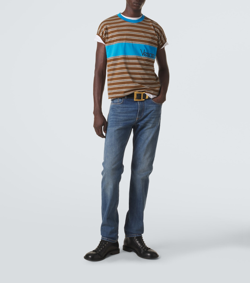 VERSACE Logo striped cotton T-shirt outlook