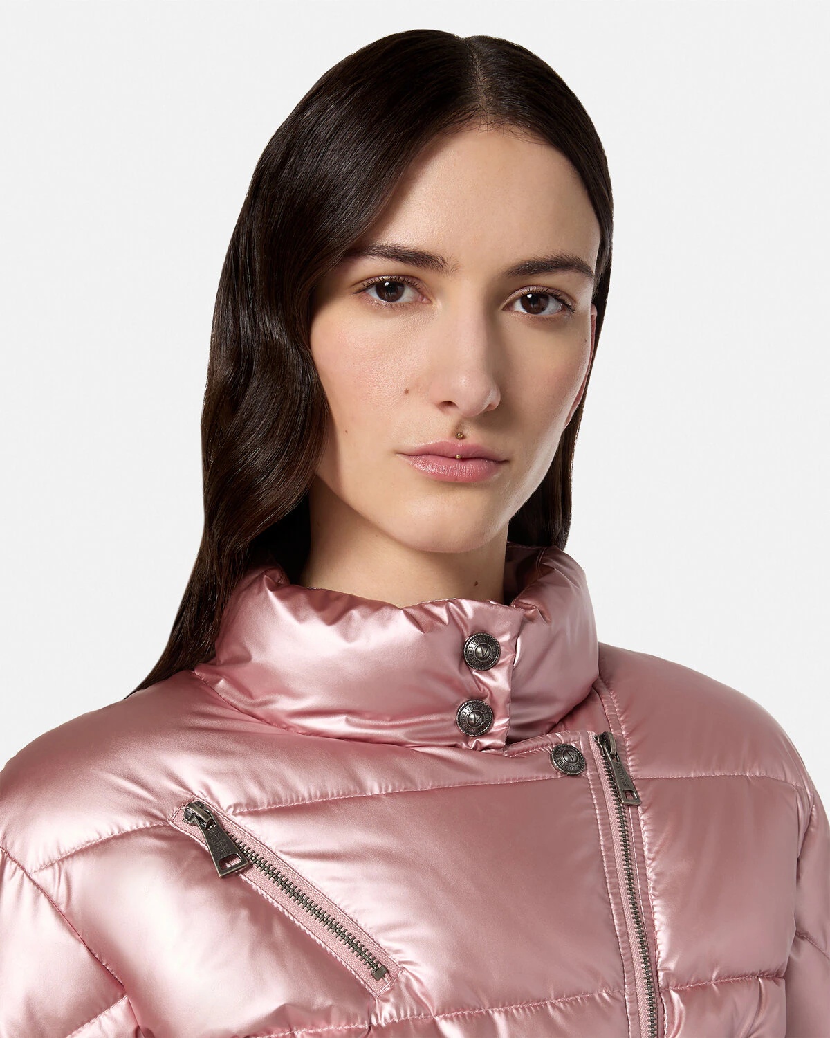 Baroque Buckle Metallic Puffer Jacket - 3