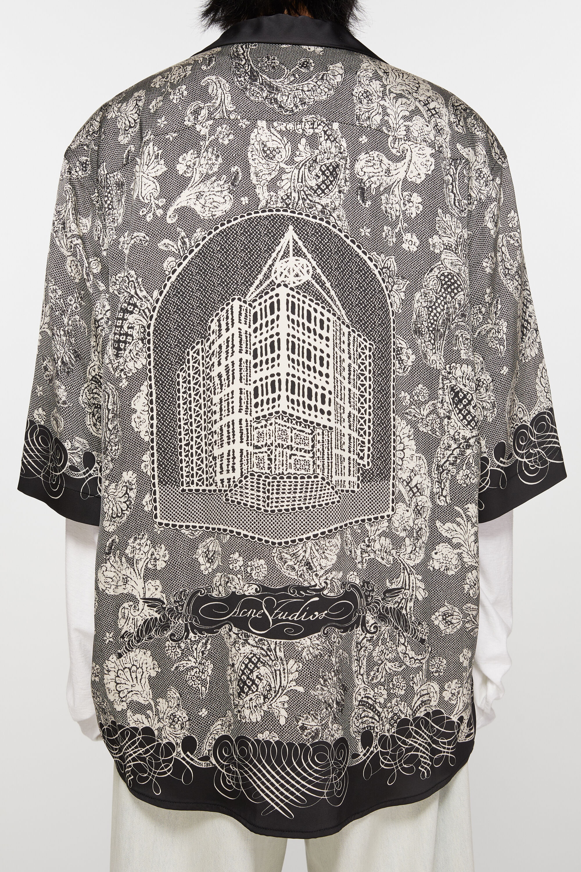 Print button-up shirt - Black/Ecru - 4