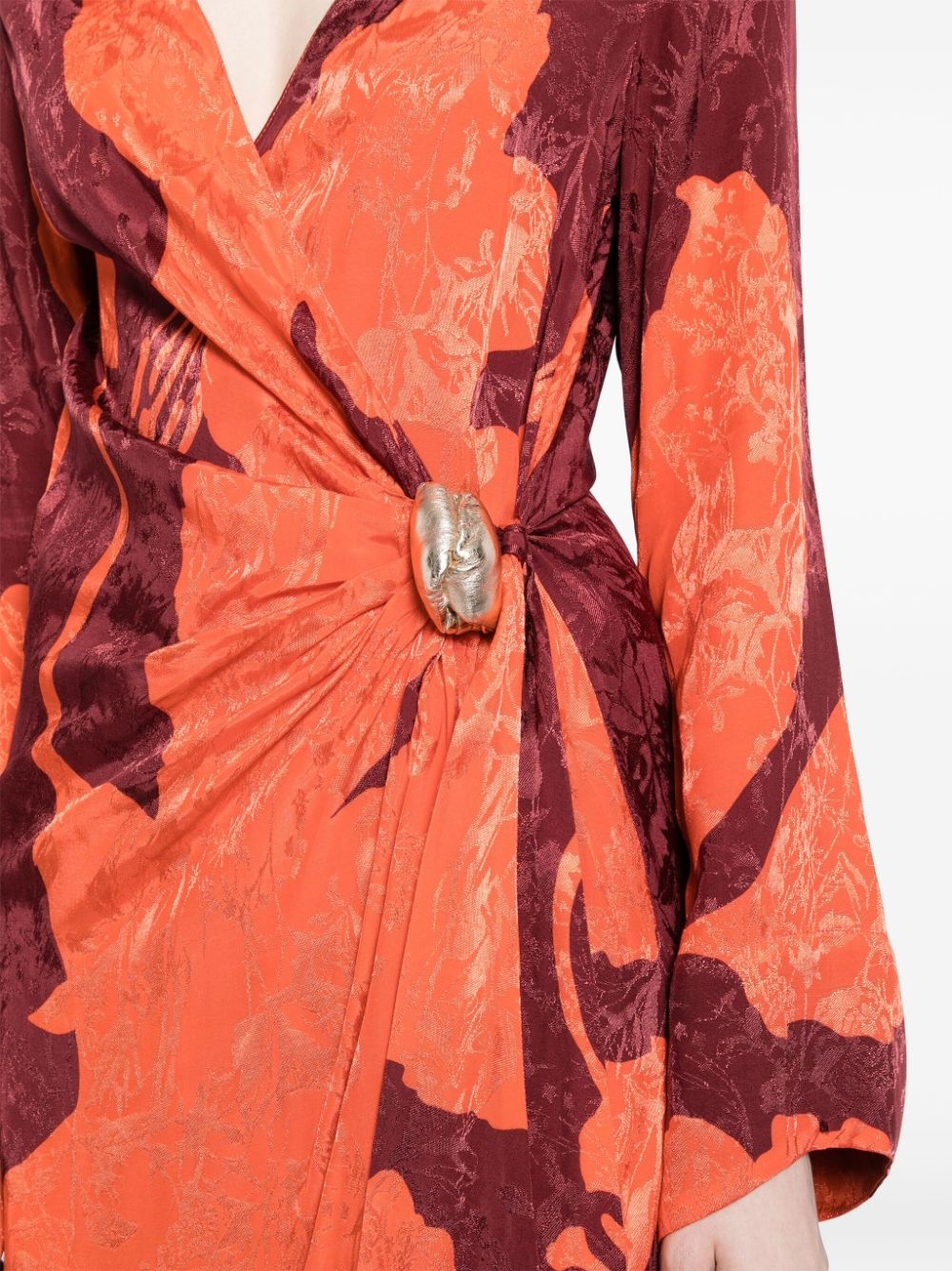patterned-jacquard wrap maxi dress - 5