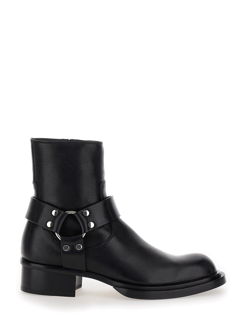 Alexander Mcqueen Men Black Ankle Boots With Harness Detail In Leather Man - 1