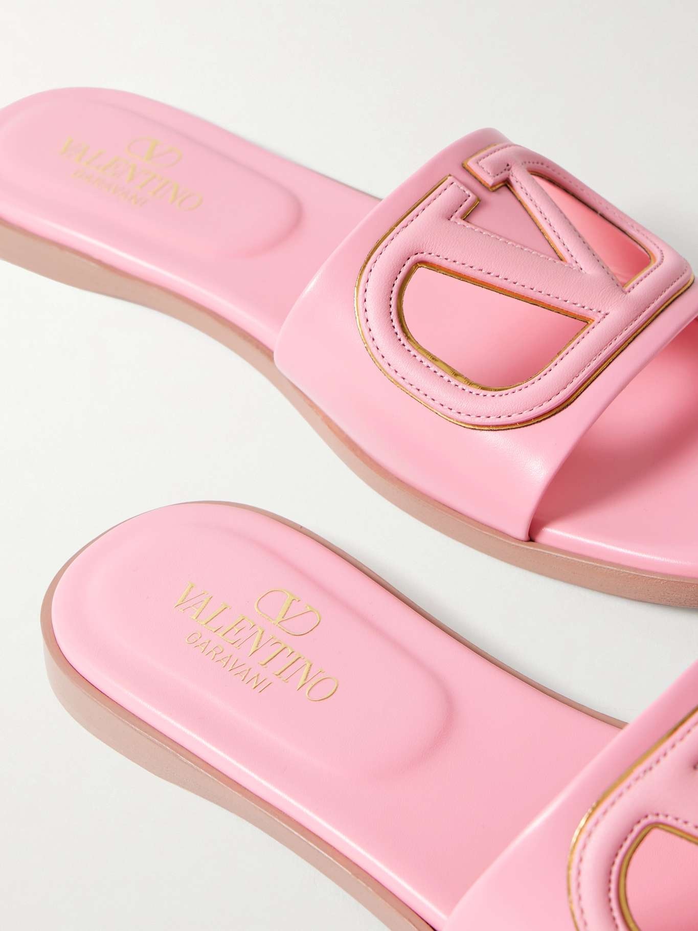 VLOGO cutout leather slides - 5