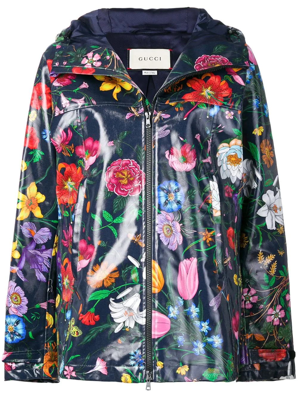 floral print parka coat - 1