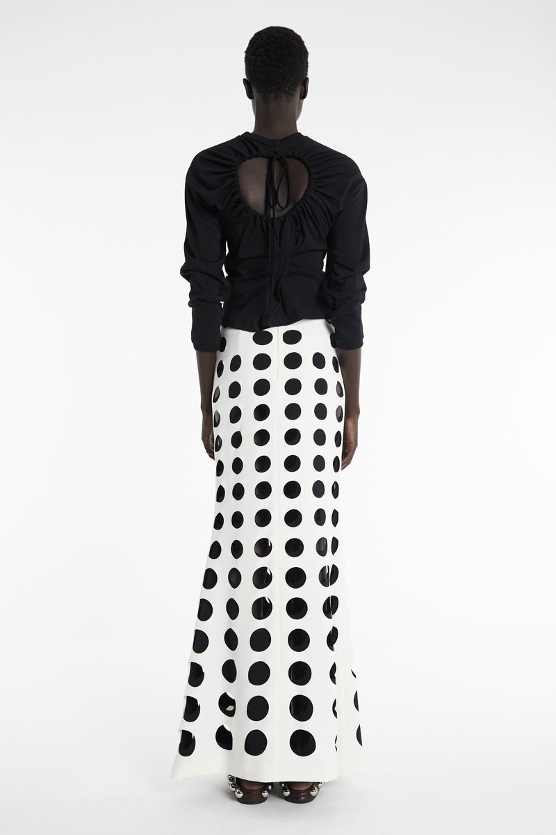 LAYERED HOLE SKIRT WHITE BLACK 3