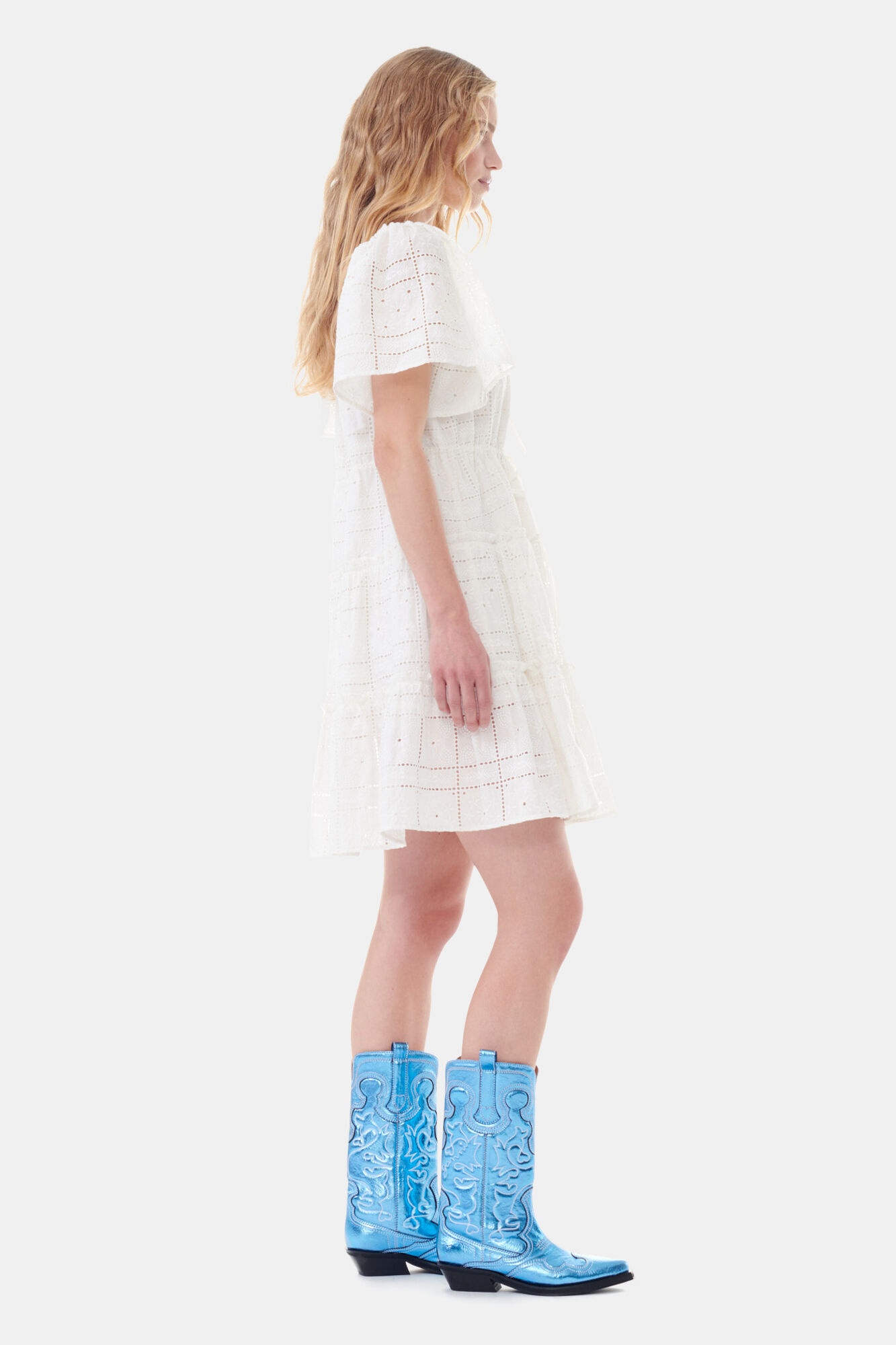 WHITE BRODERIE ANGLAISE LAYER DRESS - 4