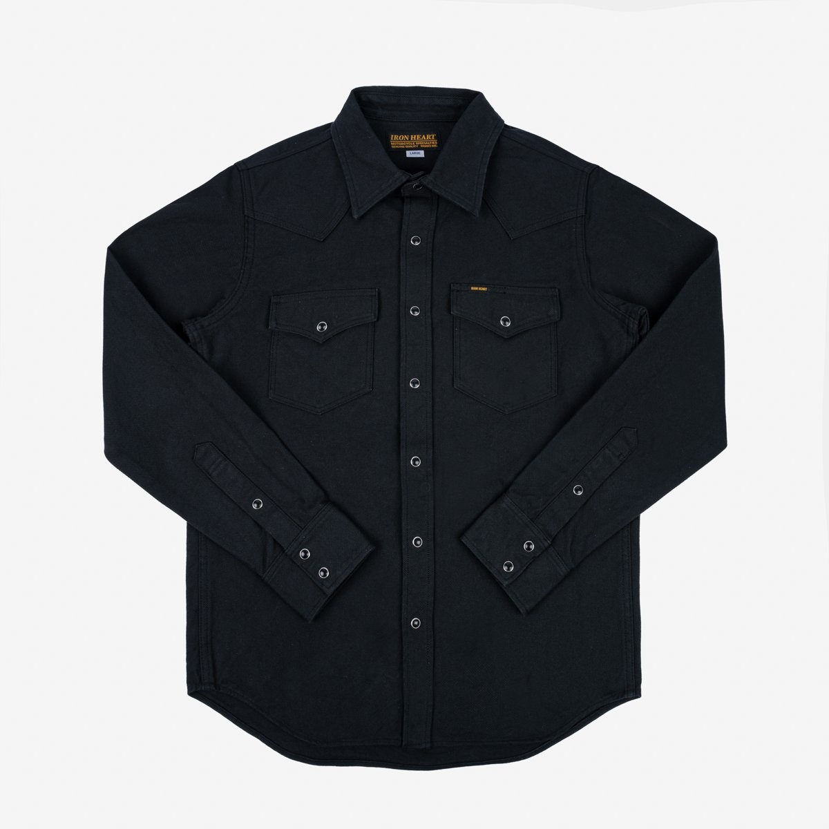 IHSH-235-BLK 13oz Military Serge Western Shirt - Black - 1