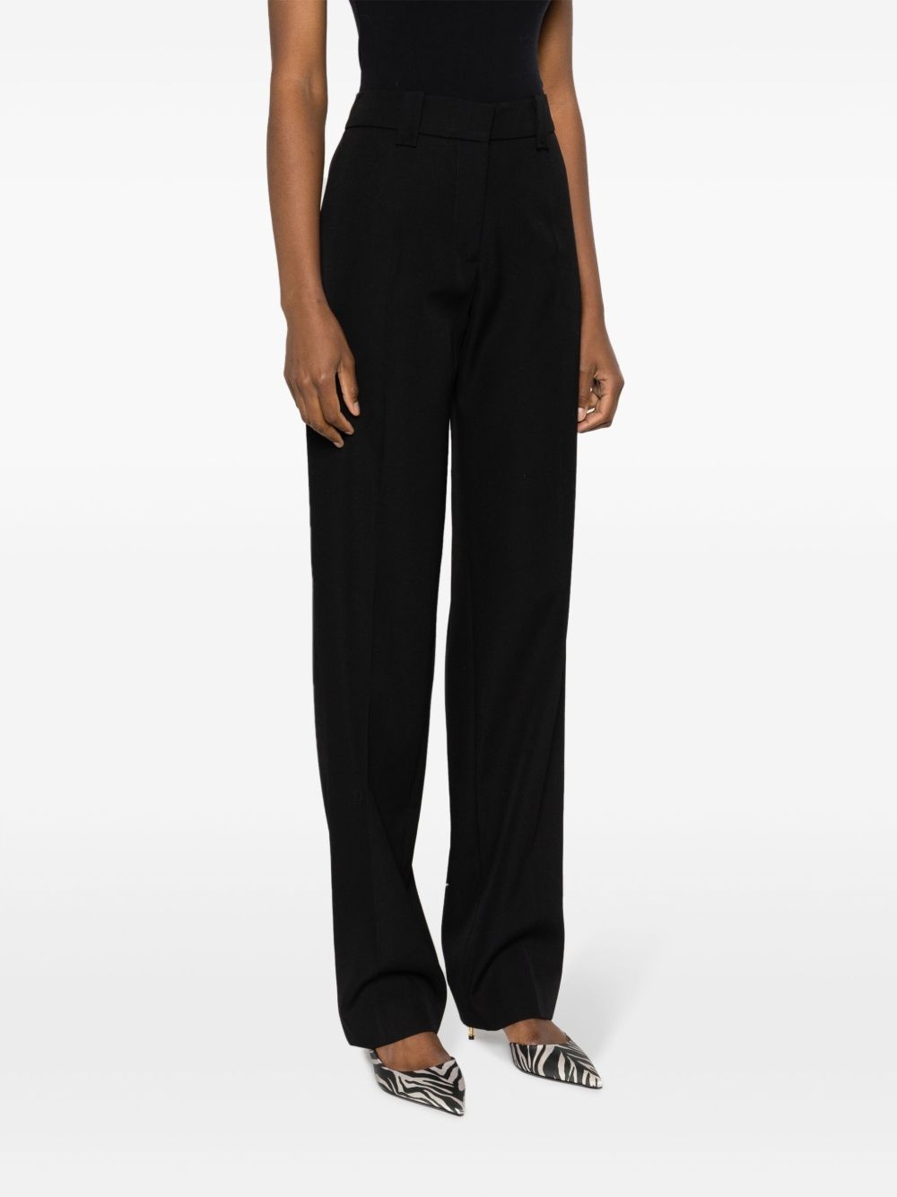 virgin wool straight-leg trousers - 3
