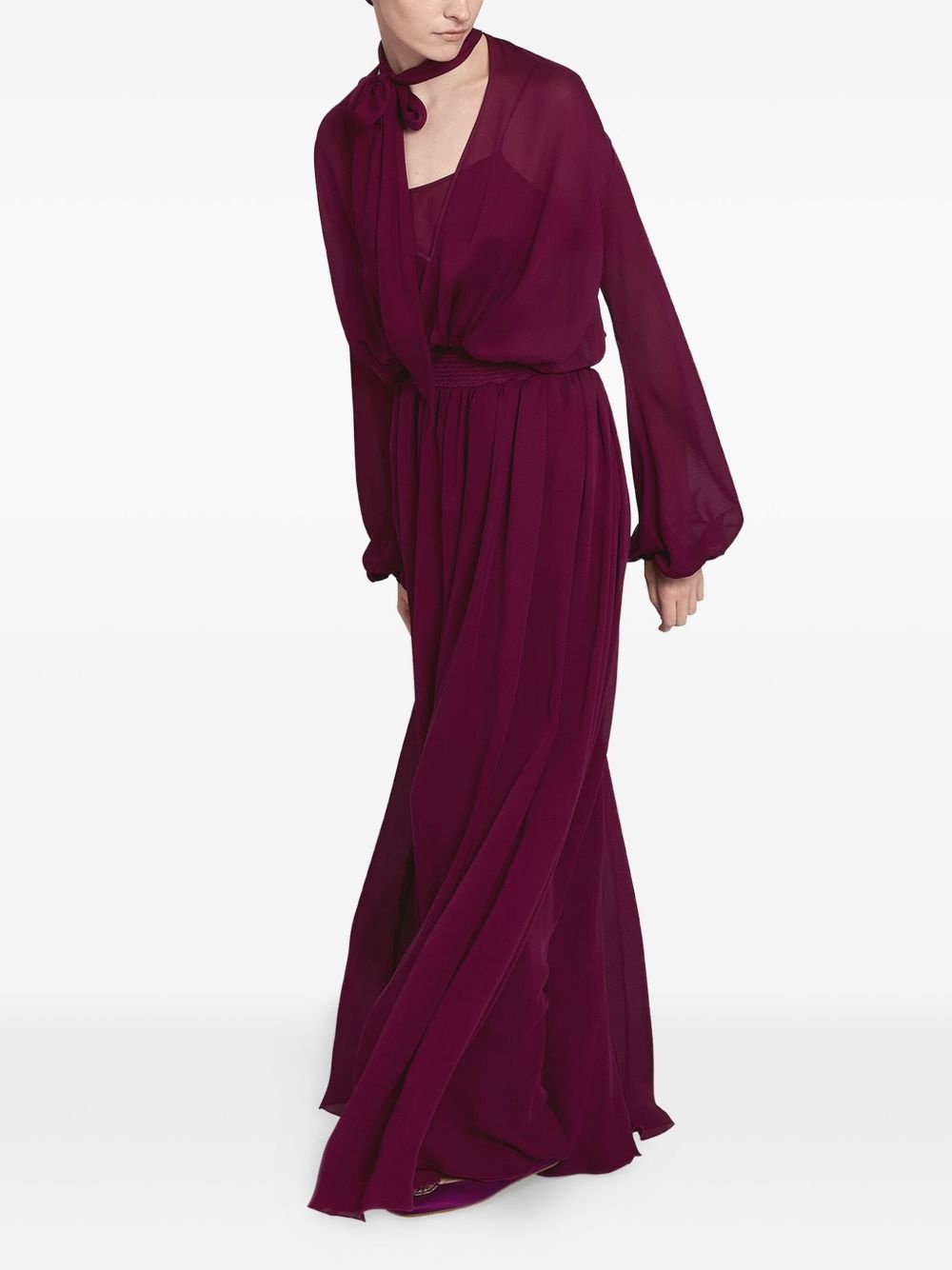 tie-neck silk maxi dress - 3