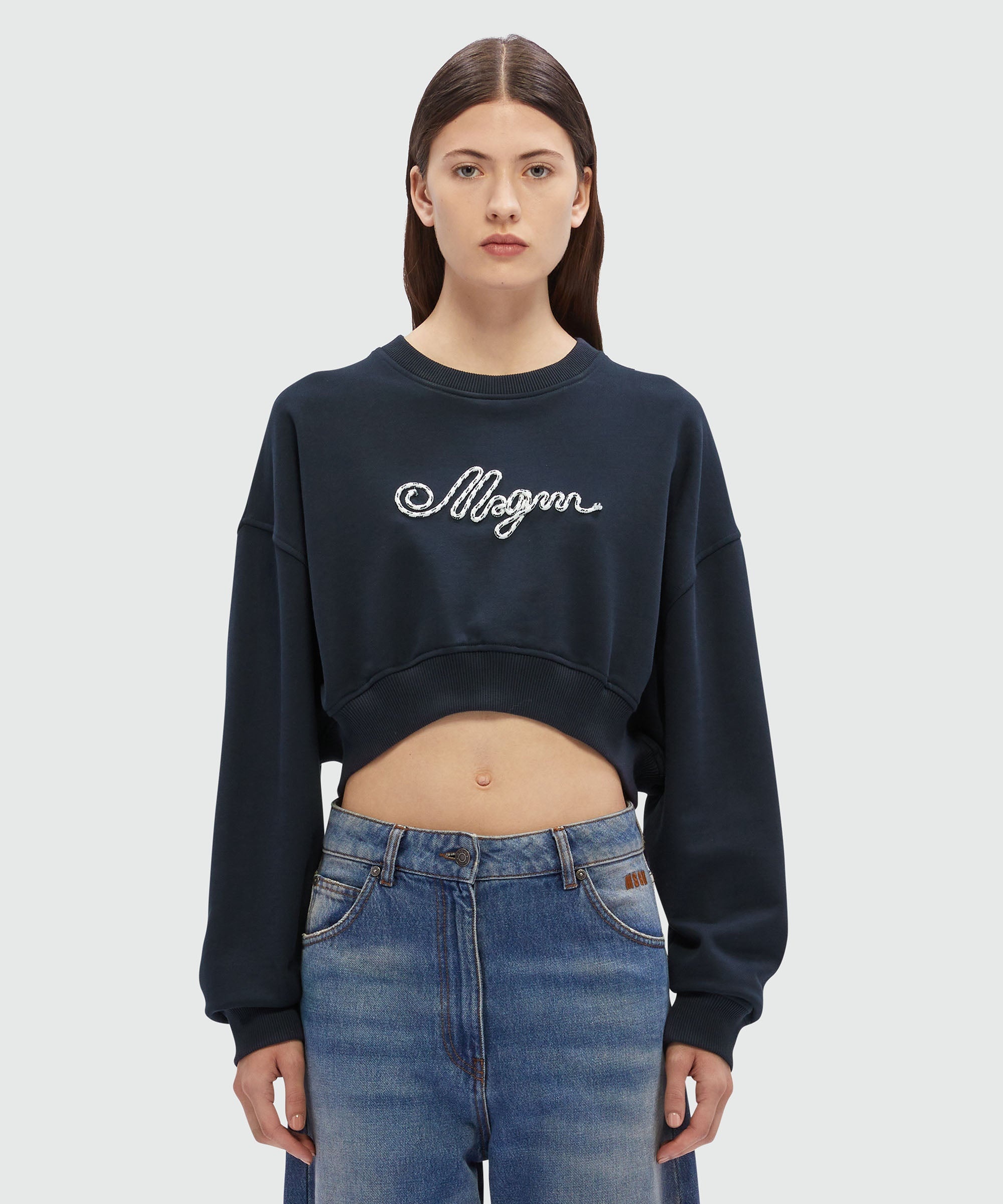 Cropped sweatshirt with rope MSGM logo - 2