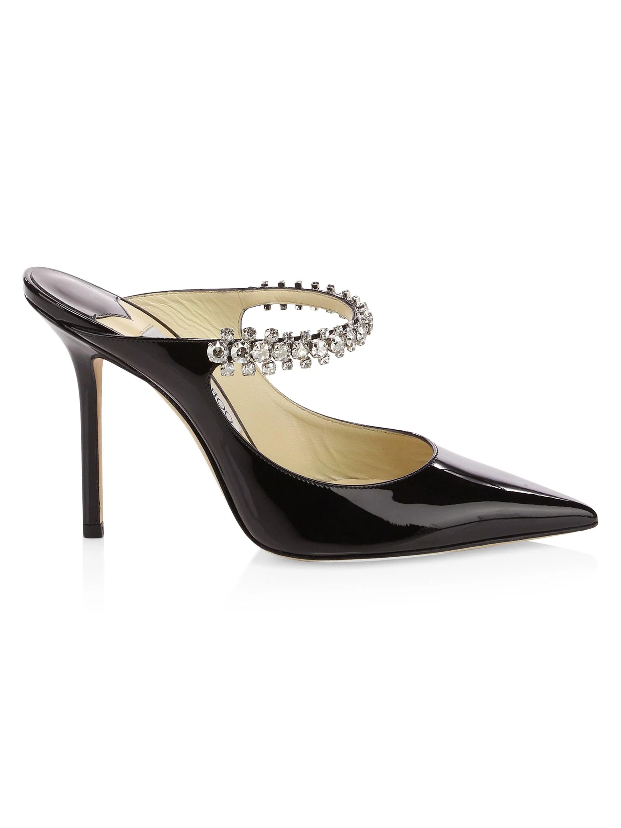 Women's Bing 100MM Embellished Patent Leather Mules - Black - 1