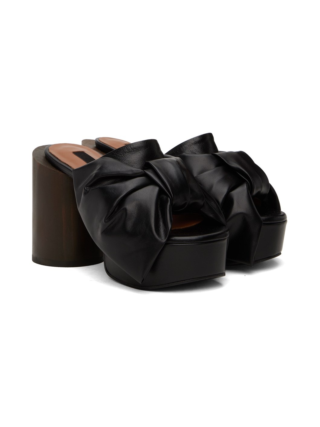 Black Ribbon Platform Heels - 4