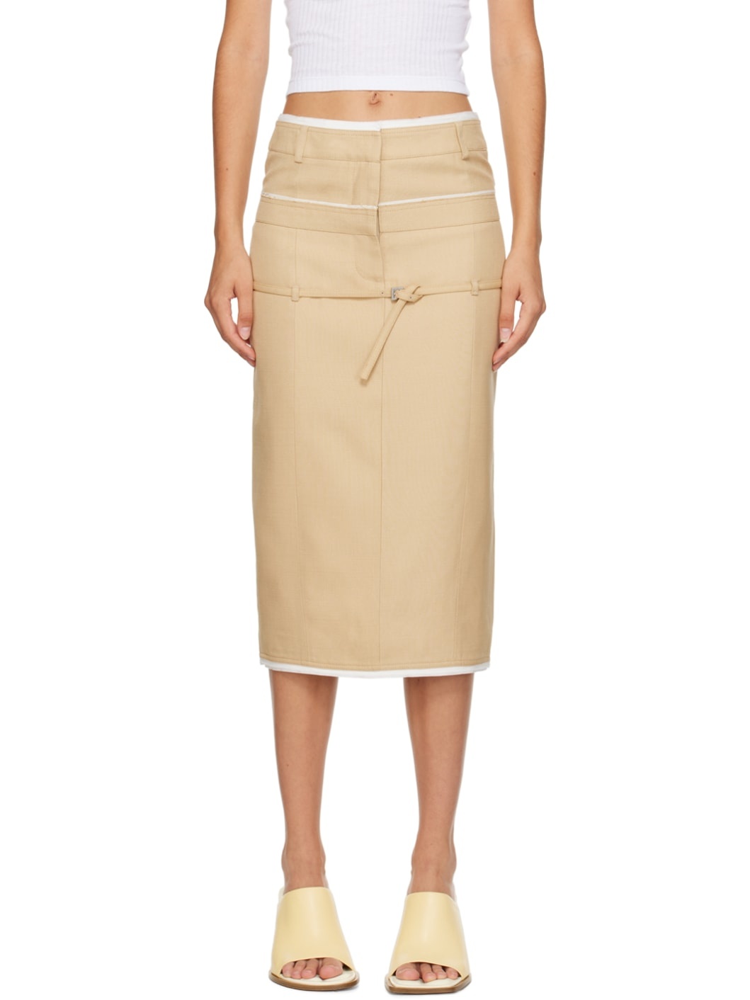 Beige Le Chouchou 'La Jupe Caraco' Midi Skirt - 1