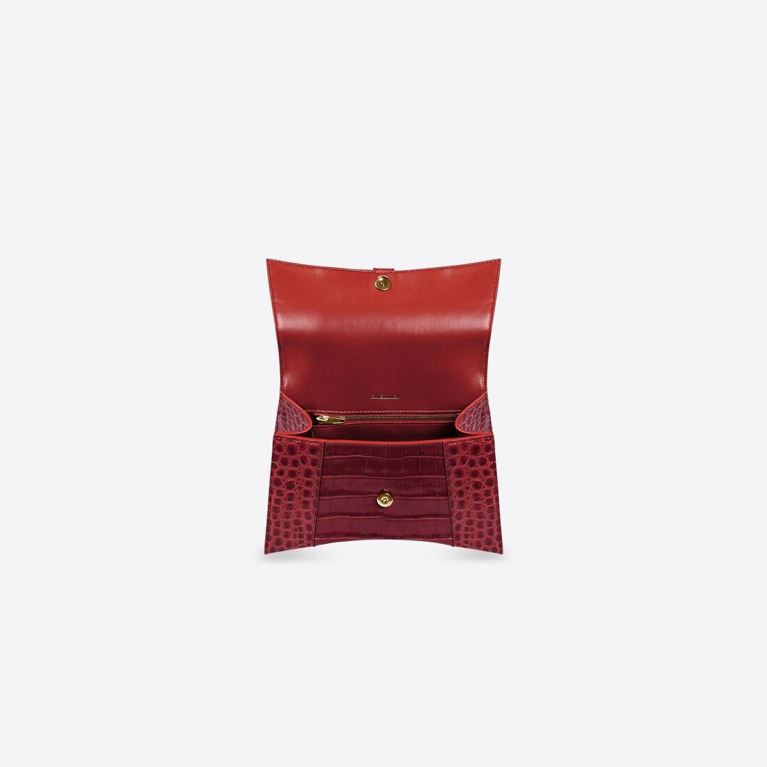 Women's Hourglass Small Handbag Crocodile Embossed in Dark Red - 5