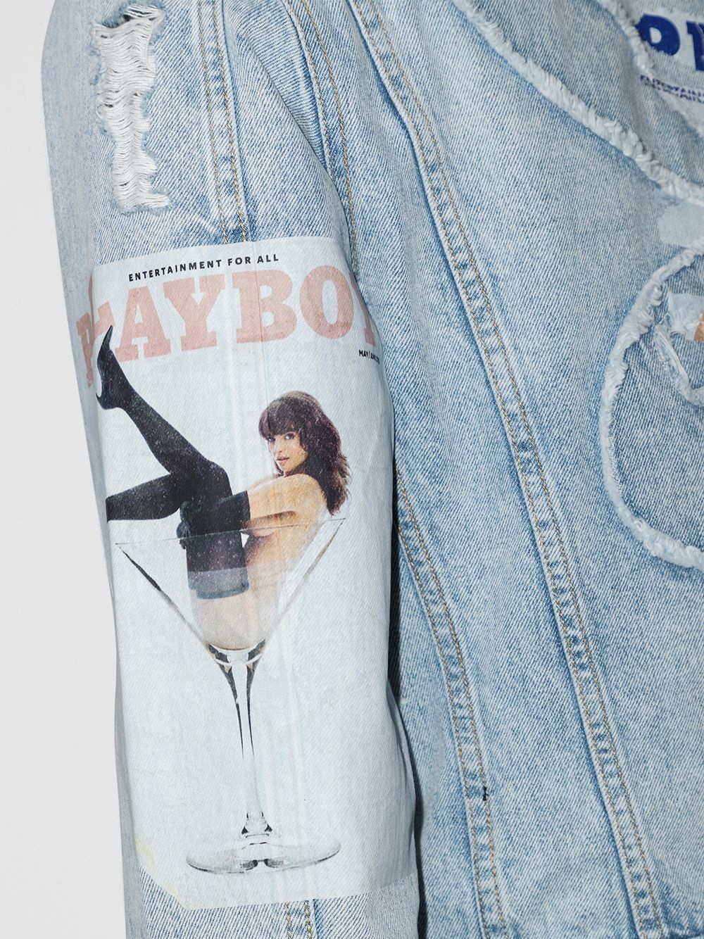 x Playboy distressed-finish denim jacket - 4