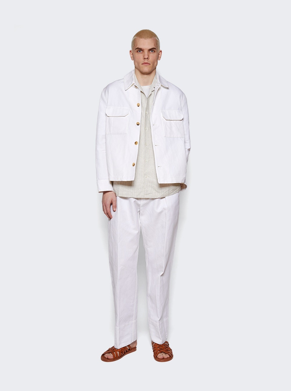 Tindaro Linen Striped Shirt Off White - 2