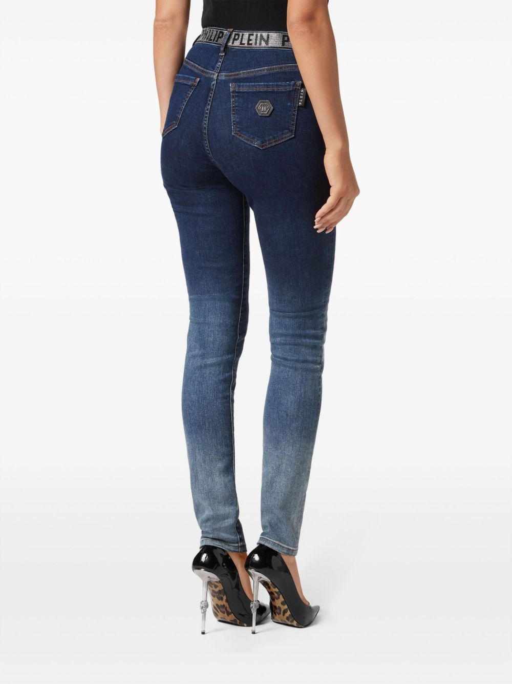 crystal-embellished high-waist jeans - 4