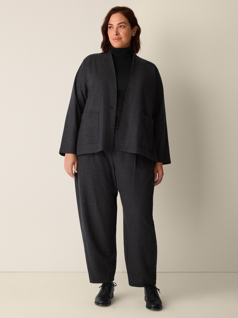 Mélange Boiled Wool Jersey High Collar Jacket in Regenerative Wool 6