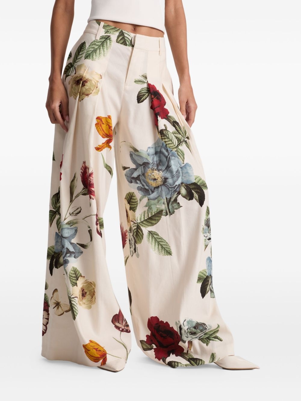 pleated floral trousers - 4