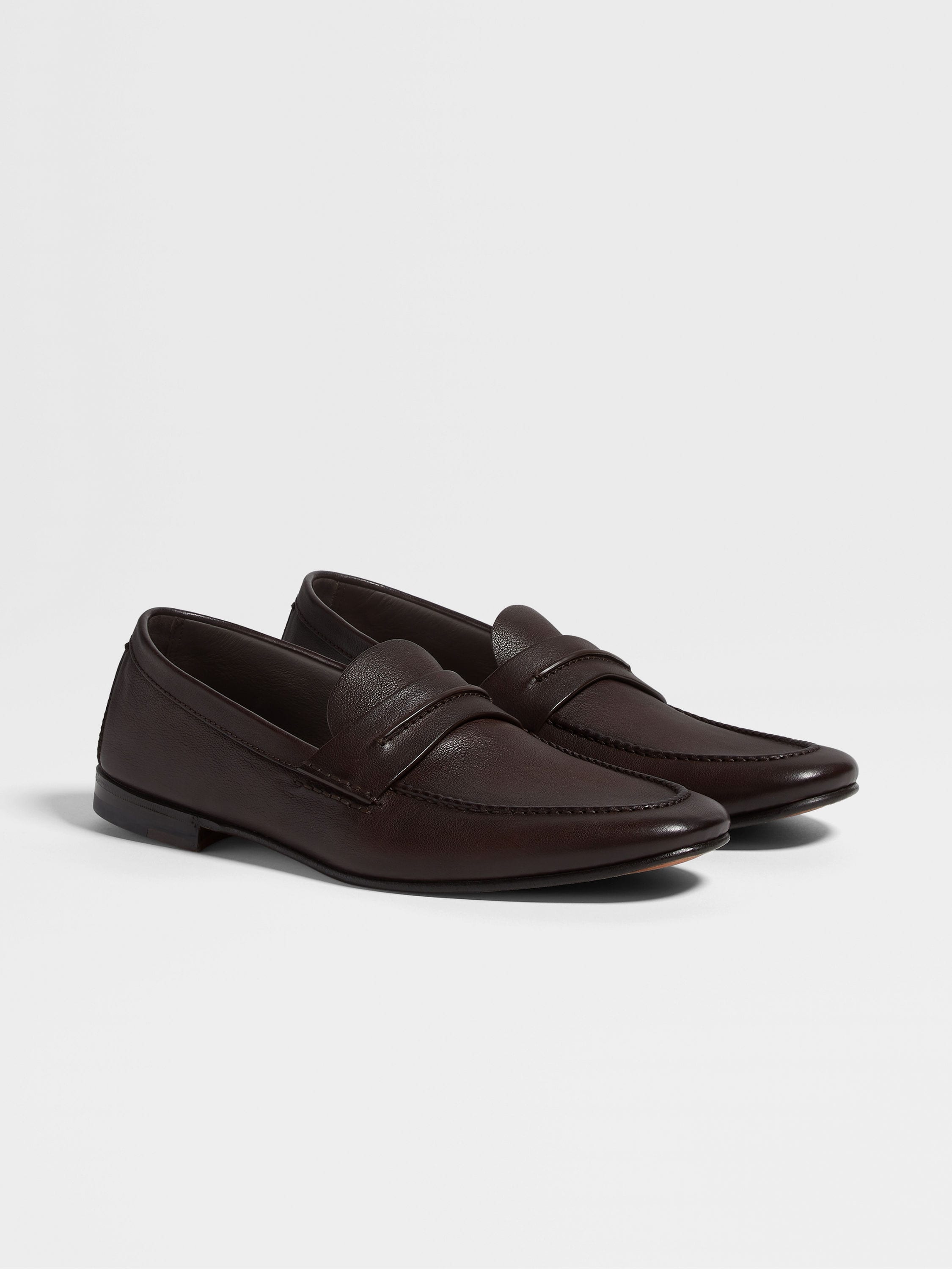 DARK BROWN NATURAL GRAIN LEATHER MOCASSIN LOAFER - 3