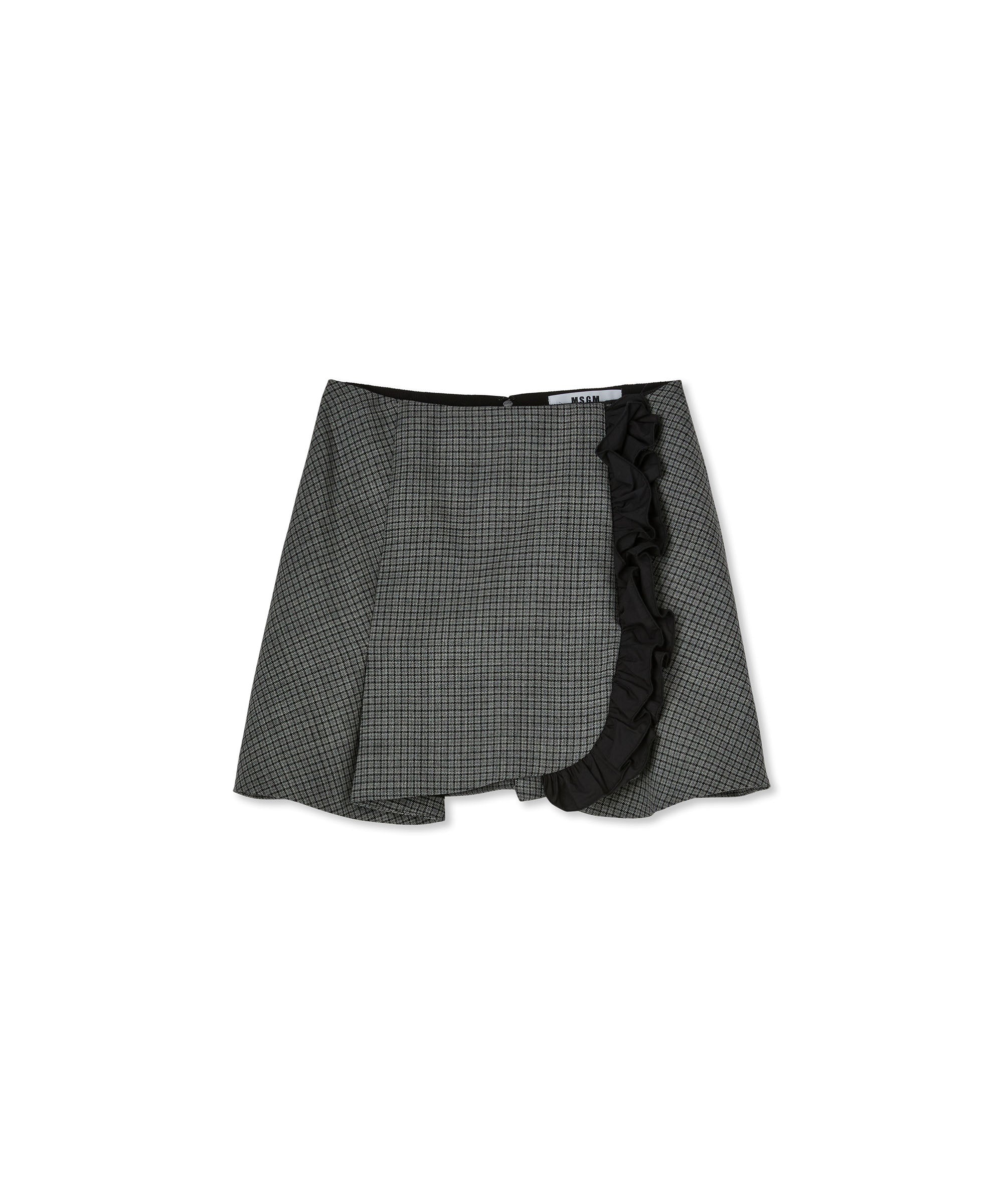 Wool mini skirt with  "Micro Check wool" motif - 1