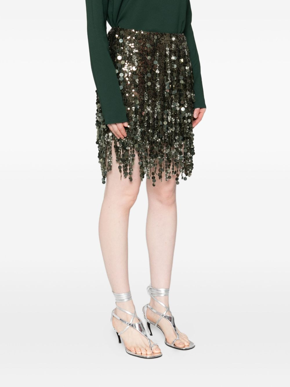 sequin-embellished fringe mini skirt - 3