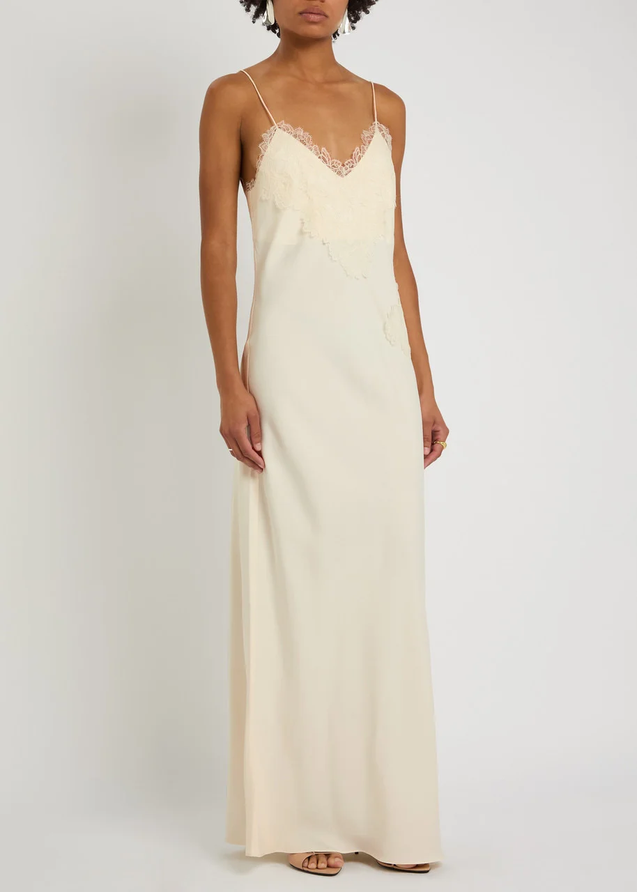 RHE Rohe Lace-appliqud Satin Maxi Slip Dress | REVERSIBLE