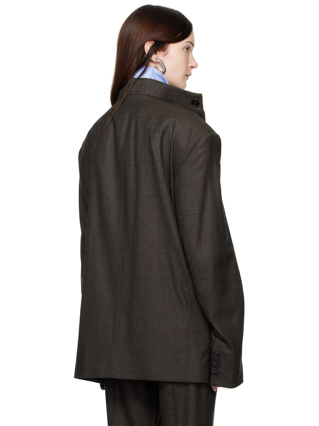 Brown High Neck Jacket - 3